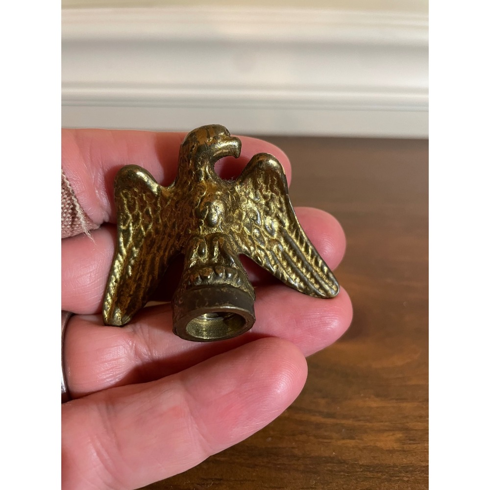 Vintage Solid Brass American Eagle Lamp Finial Federal Style Decorative Topper